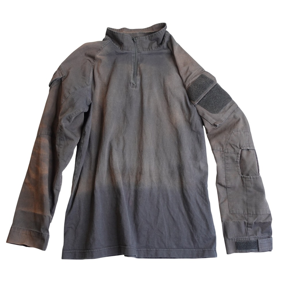 Vintage 90s Tactical Combat Shirt Mens M Black Ripstop Gorpcore Distressed Faded